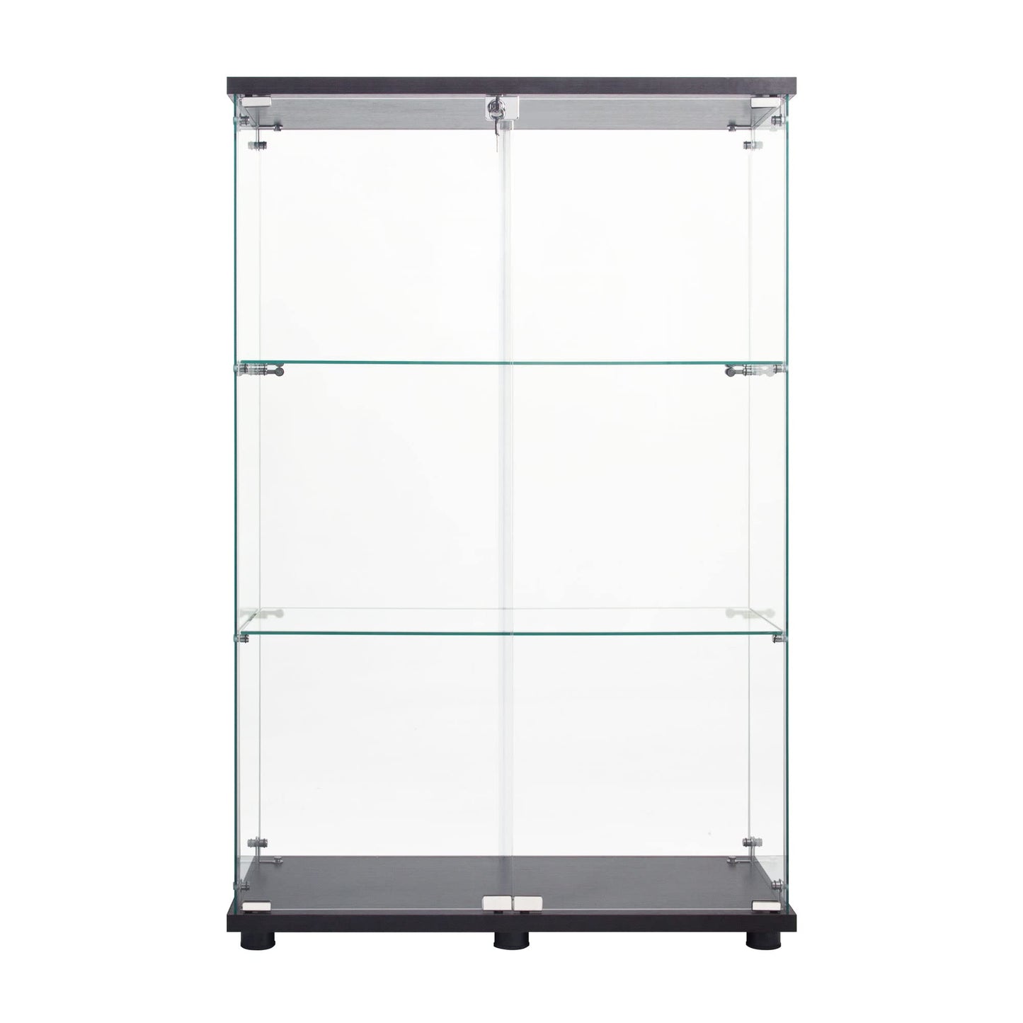 Jintop 50" Two Door Glass Display Cabinet with 3 Shelves,Floor Standing Showcase Curio Cabinets w/Locks,Bookshelf for Living Room,Bedroom,Showroom,Office,Black