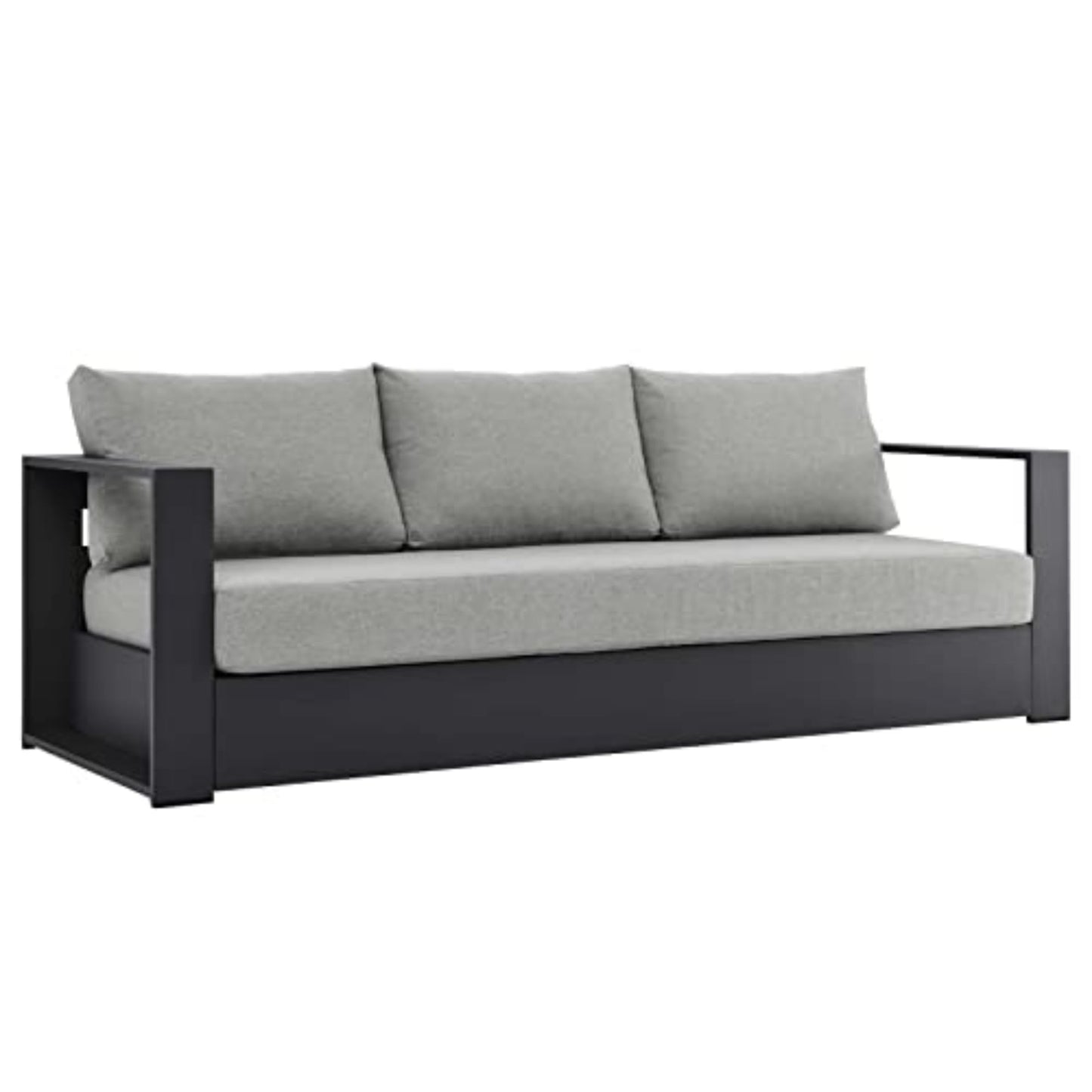 Modway 3-Piece Patio Set, Gray, Outdoor Furniture, Powder-Coated Aluminum Frame, Dense Foam Padding, Water & UV-Resistant Fabric