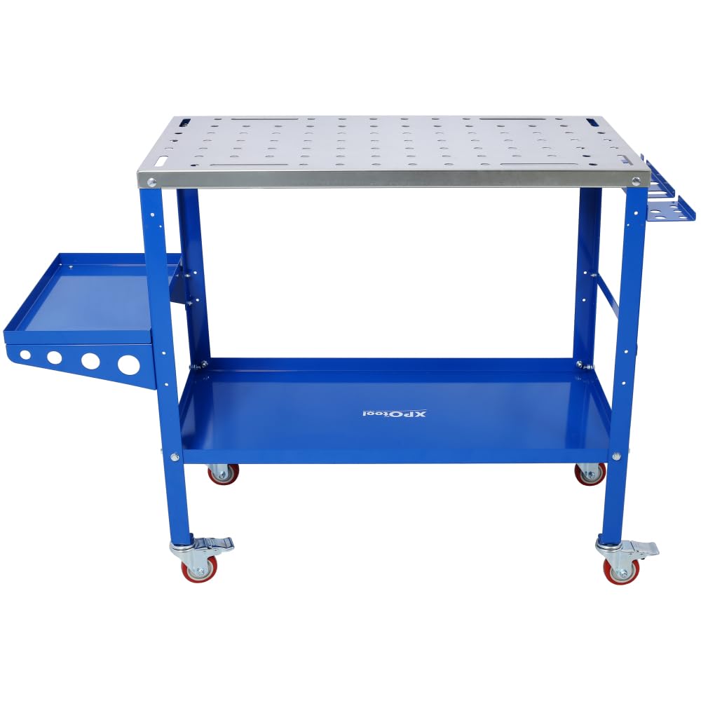 36x18 Welding Table 1200lbs Capacity Steel Workbench on Wheels Lockable Casters Tool Tray