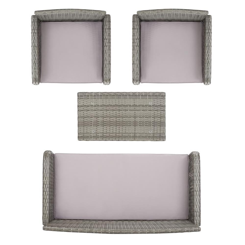SAFAVIEH PAT7505B Collection Aboka Grey 4-Piece Outdoor Living Patio Set