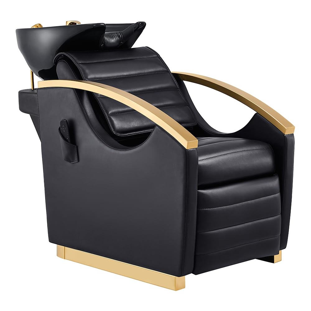 Dir Massage Shampoo Backwash Station Full Electrical Beauty Salon Shampoo Backwash Unit w/Gold Accents Bella V