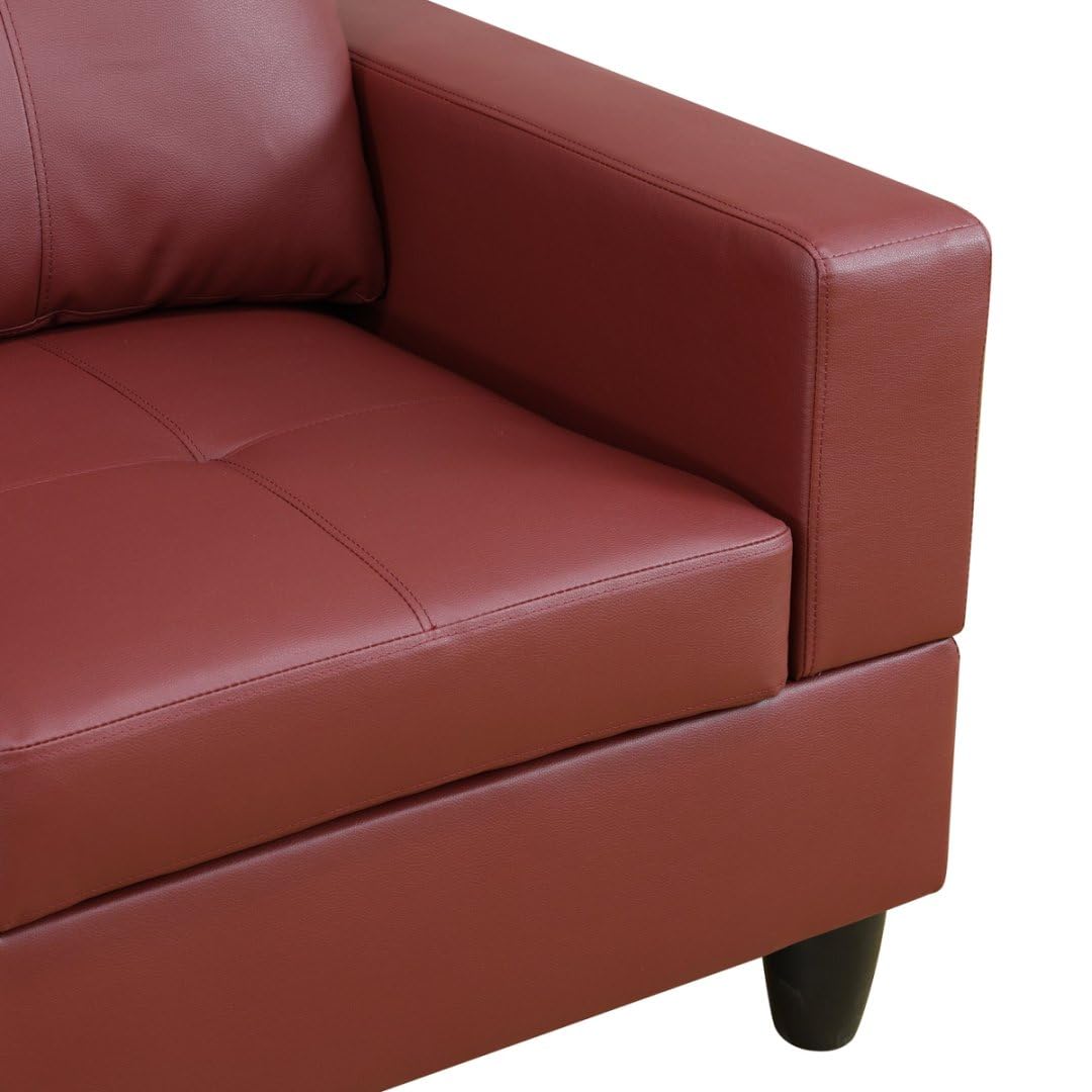 NicBex Leather 103.5" L Shaped Couch Sectional Couches for Living Room, 2-Piece Modular Sofa with Movable Chaise & Deep Seat for Apartment, Bedroom, Office, Red