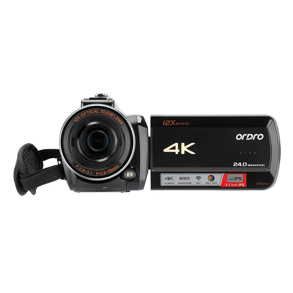 ORDRO Optical Zoom Live Streaming UHD 4K Video Camera Camcorder, AC5 Plus Vlogging Camera for YouTube,Rotatable Touch Screen,Anti Shake, Autofocus,Time-Lapse