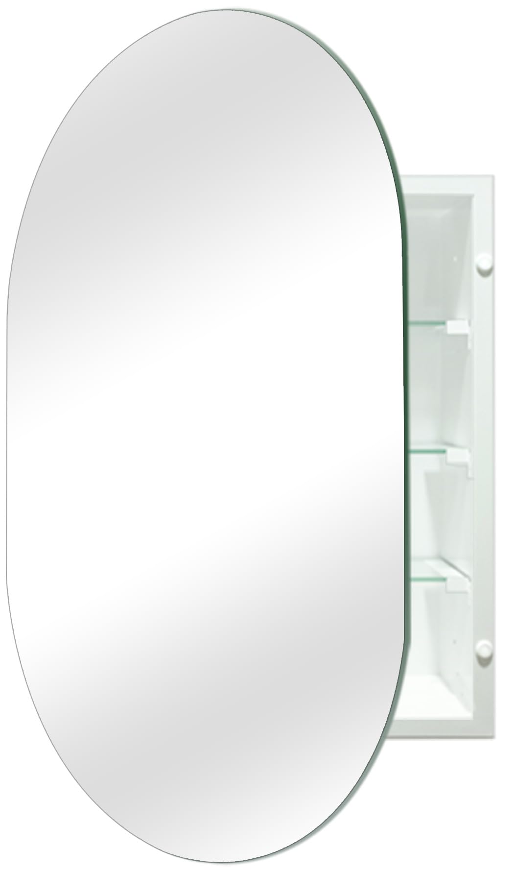 HESONTH 20x30 Inch Oval Frameless Mirror Cabinet,Bathroom Medicine Cabinet with Frameless Mirror, Wall Mounted Cabinet for Bathroom Toilet Kitchen,Recess or Surface Mount Installation