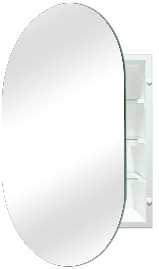 HESONTH 20x30 Inch Oval Frameless Mirror Cabinet,Bathroom Medicine Cabinet with Frameless Mirror, Wall Mounted Cabinet for Bathroom Toilet Kitchen,Recess or Surface Mount Installation