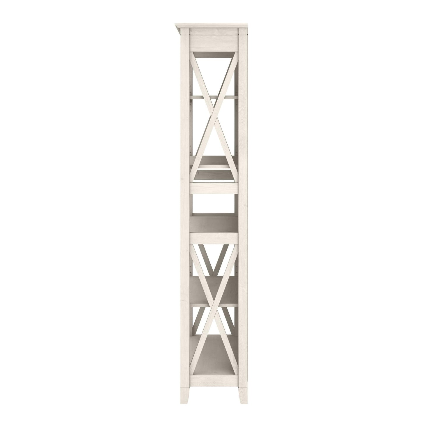 Bush Home Tall 5 Shelf Bookcase for Living Room or Home Office, Large Bookshelf, Modern Farmhouse Style, Key West Collection, Linen White Oak
