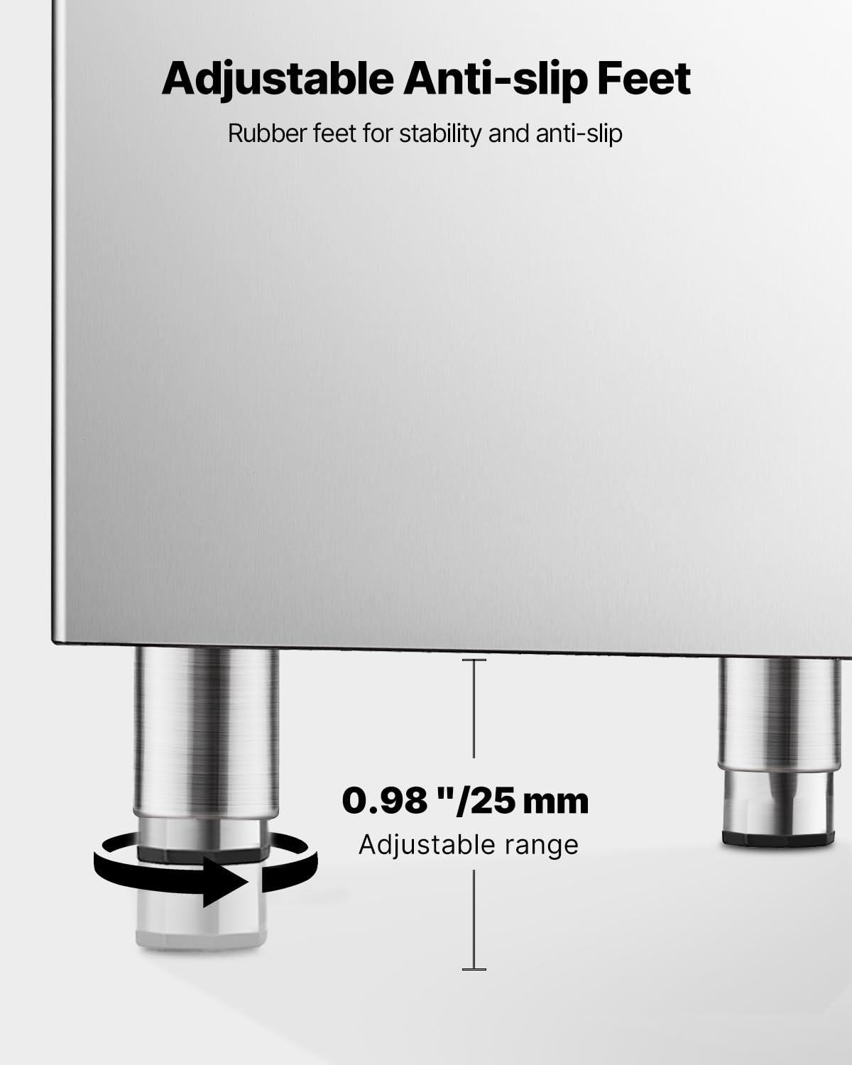 VEVOR Commercial Ice Maker Storage Bin, 300 LBS Capacity Stainless Steel Ice-Bin, Commercial Ice Storage Bin with Adjustable Anti-Slip Rubber Feet, Suitable for Restaurant, Hotel and Beverage Shops