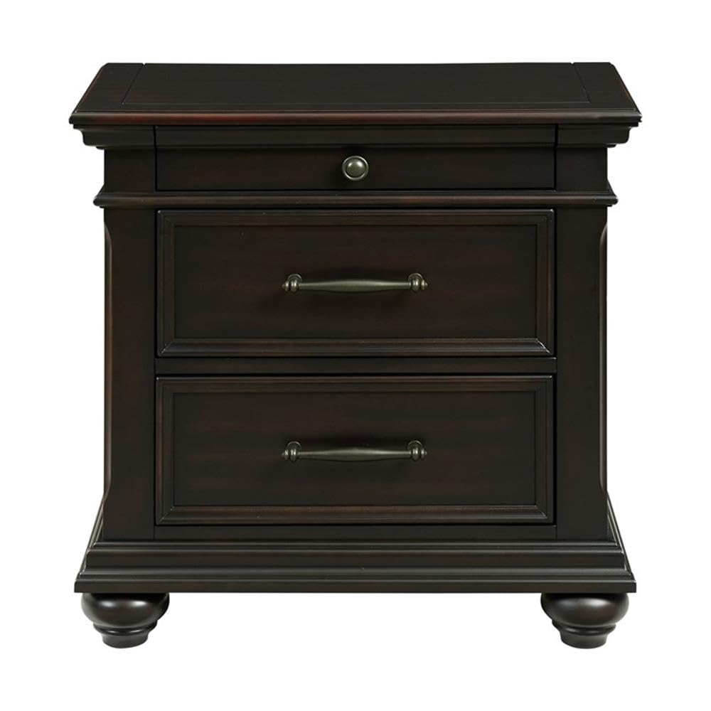 Picket House Furnishings Brooks 3-Drawer Nightstand with USB Ports in Black