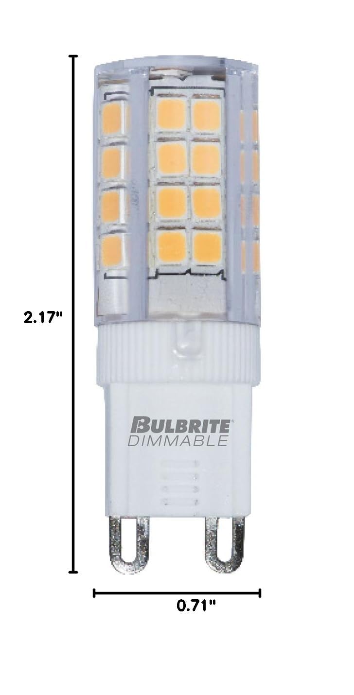 Bulbrite LED Mini T4 Bi-Pin Base Light Bulb, 40W Equivalent, 3000K, Clear, 2-Pack, Model 770579