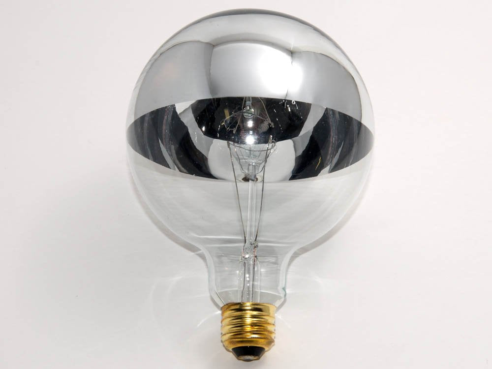 Bulbrite 100W Globe Shape Bulb, Half Chrome, Warm White, Model 100G40HM, Single Item