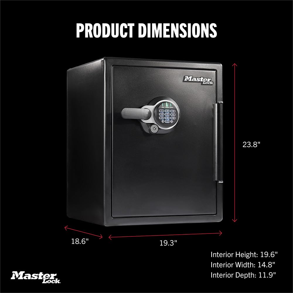 Master Lock Black Steel Fireproof and Waterproof Safe with Digital Keypad, 2.0 cu-ft, STW205GYC