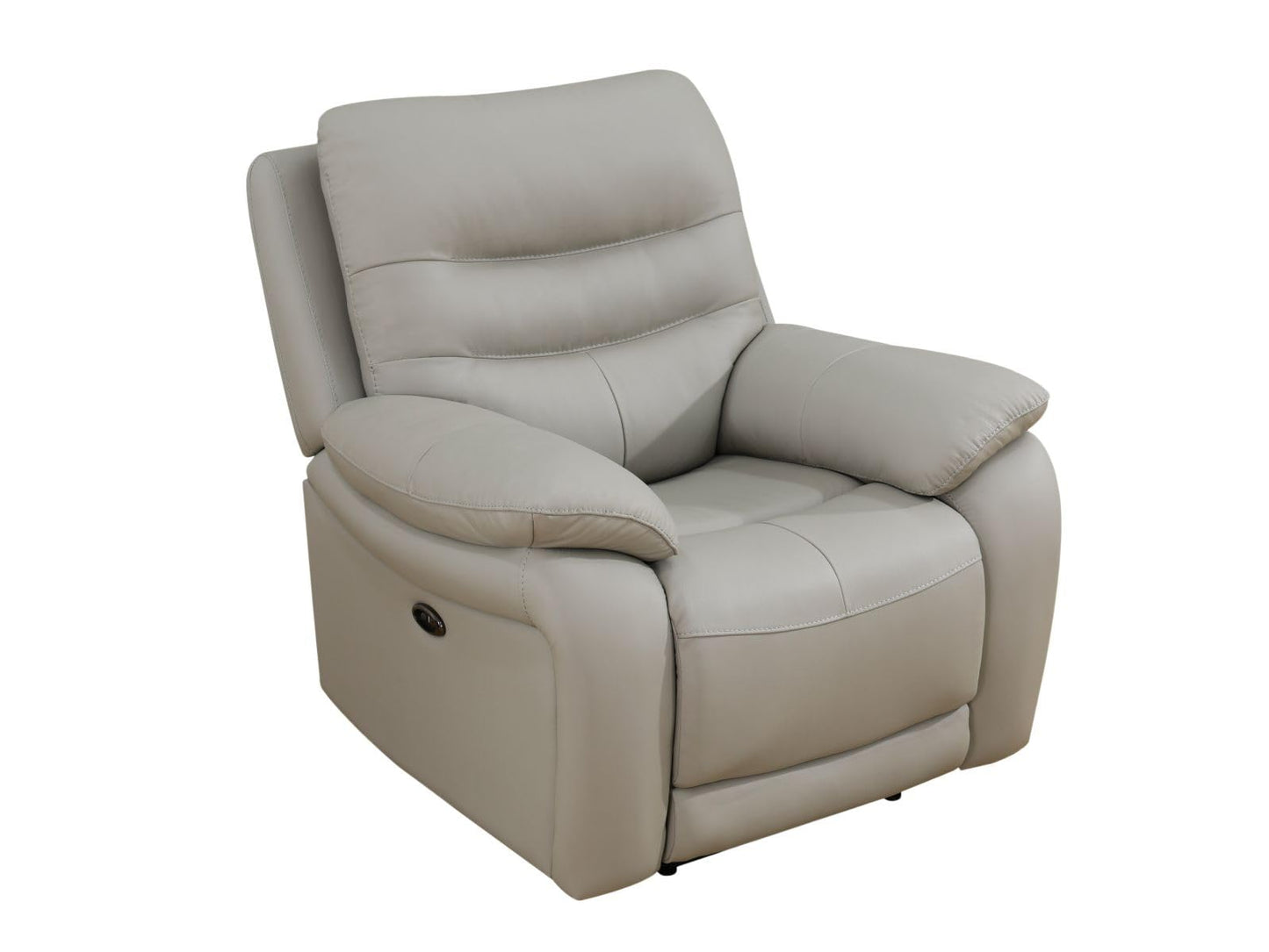 Electric Power Reclining Arm-Chair, Electric Genuine Breathing Leather Recliner Chair, Comfy Wide Lazy Top Grain Leather Chair with USB Port for Living Room (Grey, Single Chair)