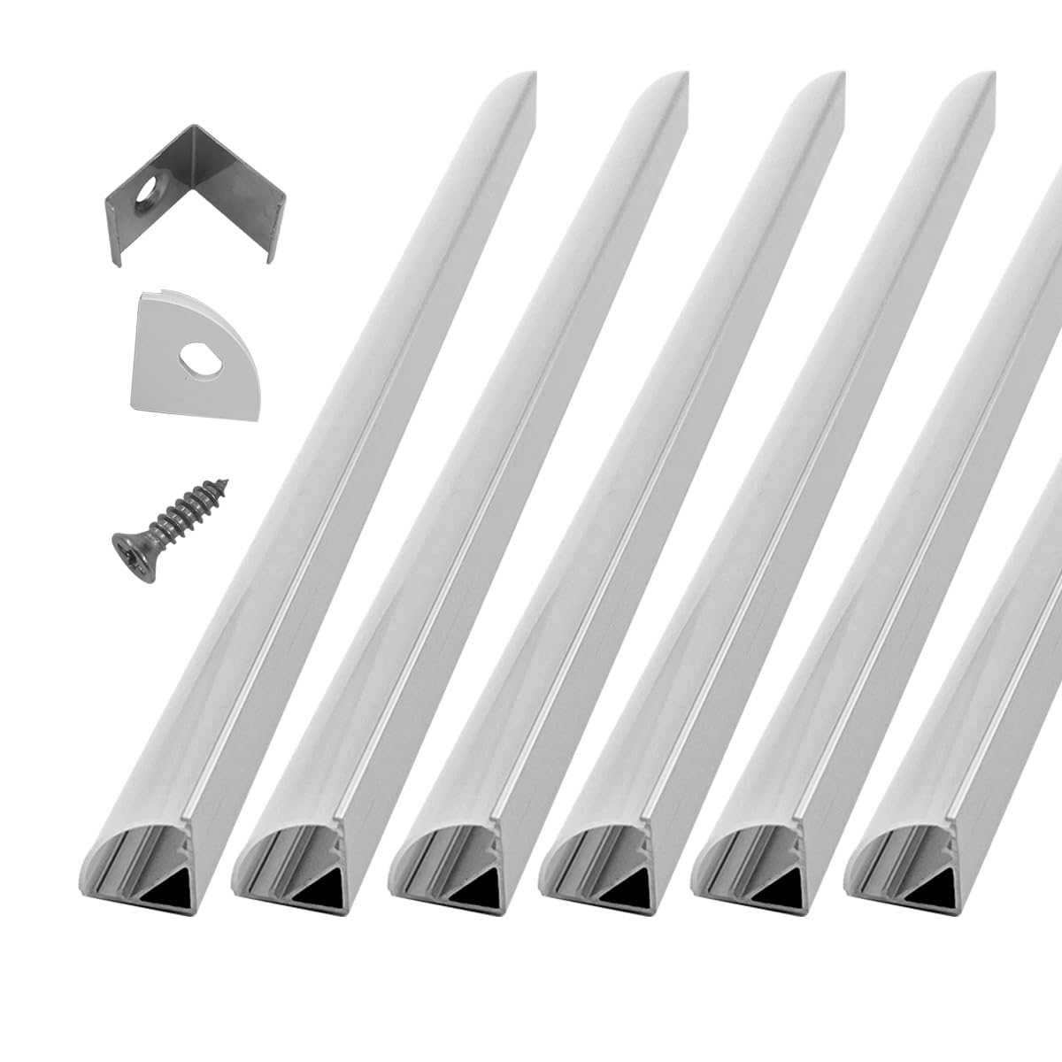 HAMRVL Aluminum LED Channel System, 6-Pack, V Shape, 1ft/30cm, Silver, Includes Cover and Mounting Clips