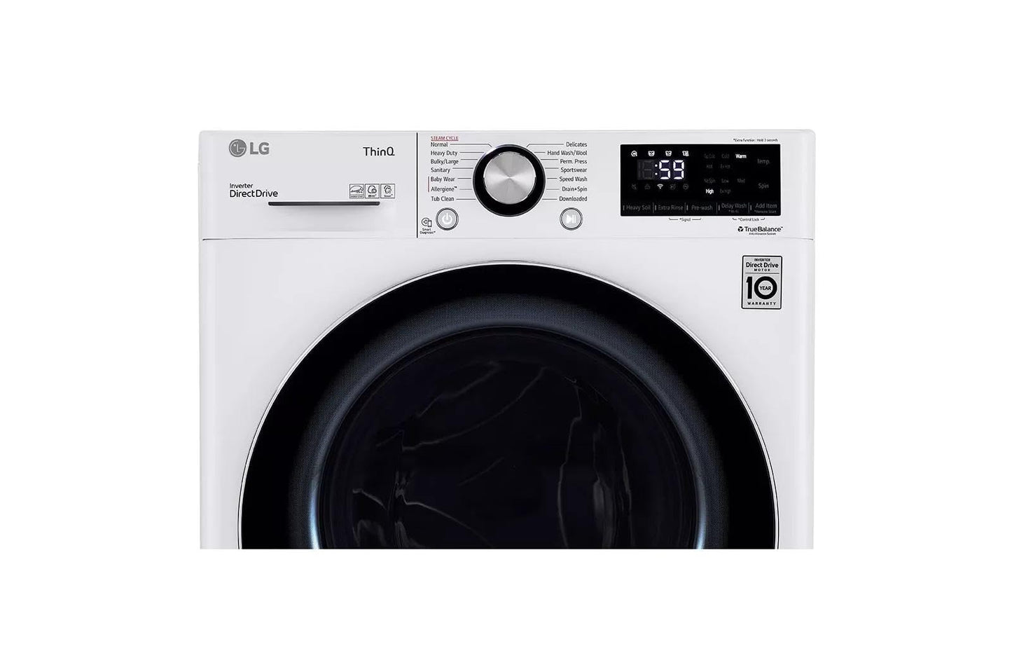 LG 24 in. Wide 2.4 Cu. Ft. Compact Stackable Front-Load Washer – White, Steam Cleaning, AI Fabric Sensor, Smart Pairing Compatible