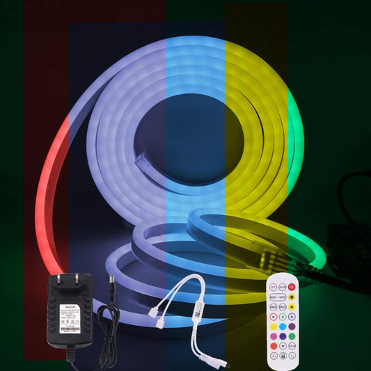 XUNATA Bluetooth RGB LED Neon Strip, 9.9ft Waterproof Flexible Light, SMD 5050, 72 LEDs/m, with Remote Control