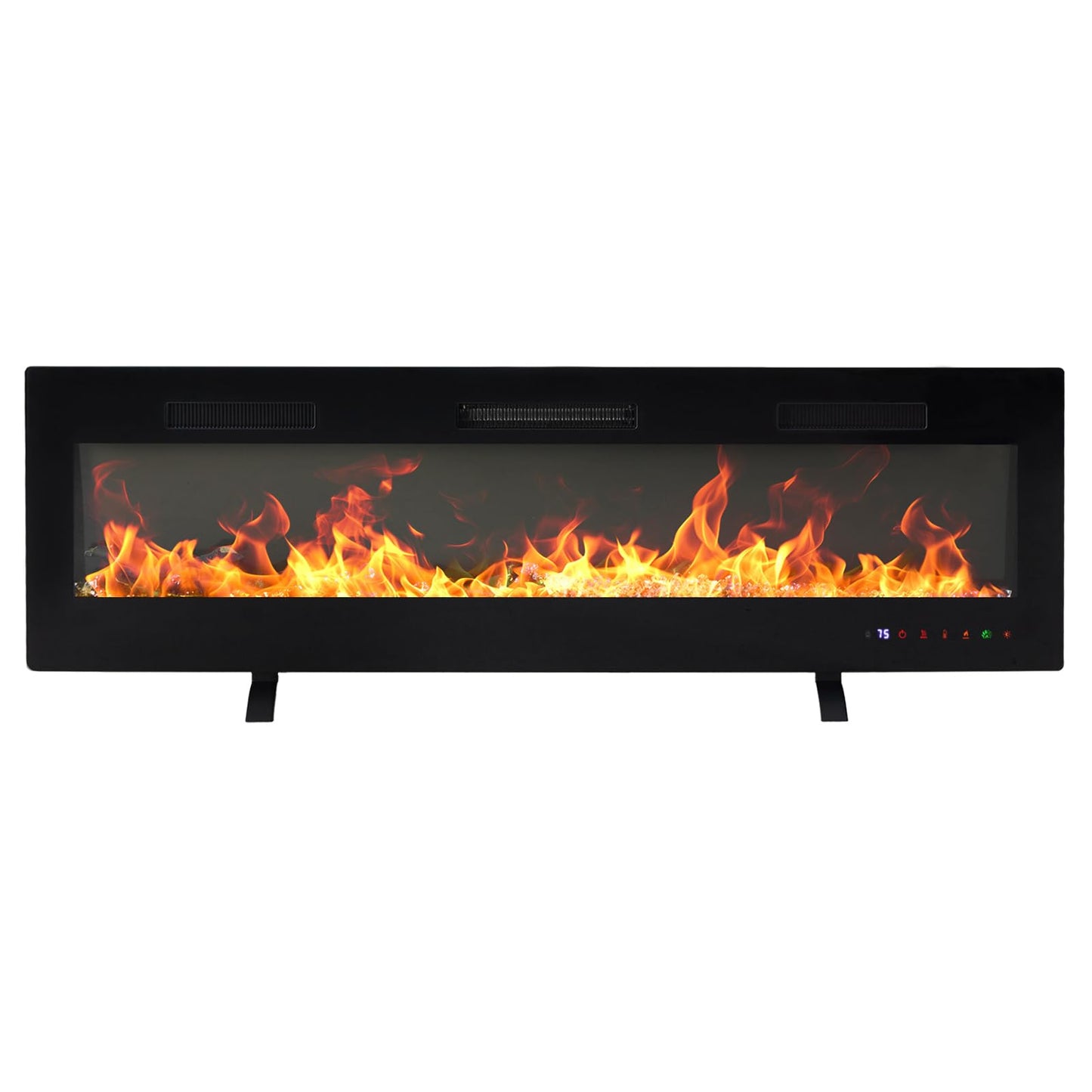 DUMOS 60 Inch Electric Fireplace Wall Mounted/Recessed/Free Standing Space Heater with Remote Control Adjustable Flame Colors Touch Screen Energy Saving, Black