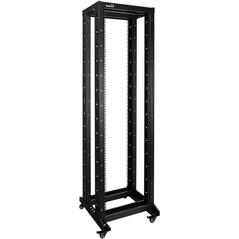 NavePoint 7ft Open Frame 19 Inch 42U 4-Post Network Server Relay Rack Rolling with Casters