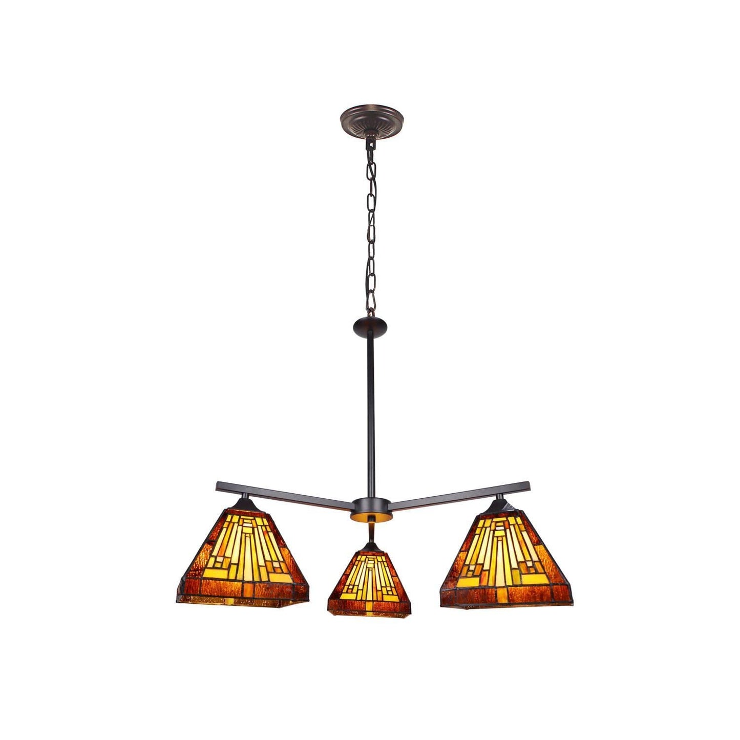 Chloe Lighting Innes Tiffany-Style Mini Chandelier, 3 Lights, Multicolor, 27in Wide, Blackish Bronze, Model CH33359MR27-EE3