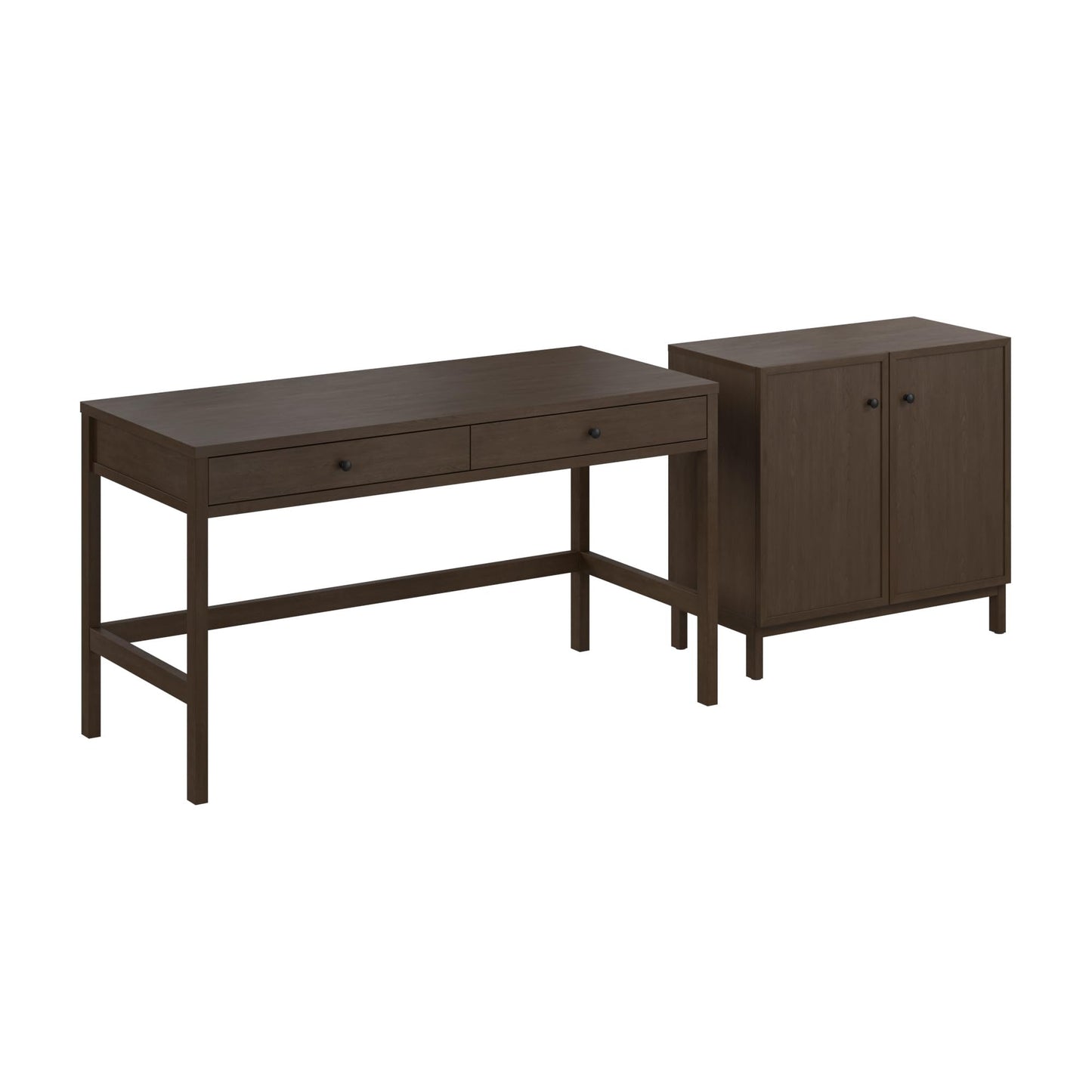 Bush Home 54-Inch Writing Desk with 2 Door Low Storage Cabinet, Computer Study Laptop Table Workstation, Drawers and Adjustable Shelves, Home Office Furniture Set, Avery Collection, Chocolate Birch