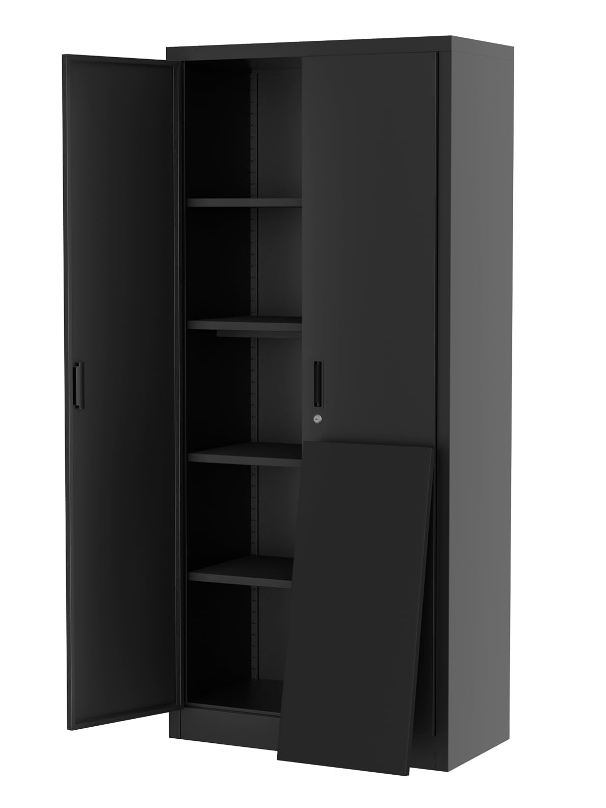 MegaChoice 71" Metal Garage Storage Cabinet with 2 Doors and 4 Adjustable Shelves, Steel Lockable File Cabinet, Locking Tool Cabinets for Pantry, Garage, Office, Shop, Organization, Etc, Black
