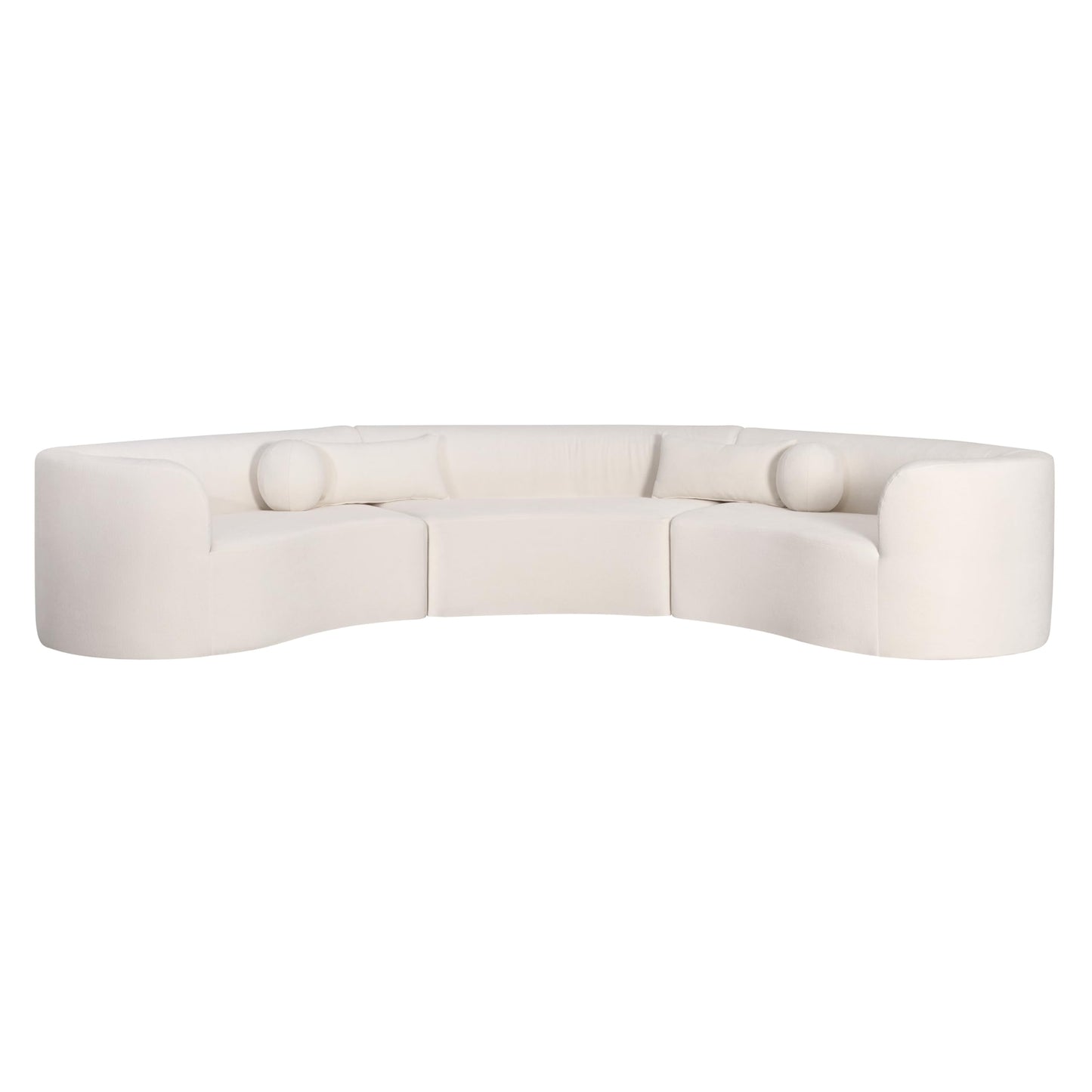 Merax 153" Chenille Modular Sectional Sofa Set, 6 Seat Curved Frameless Oversized Cloud Couch with 4 Pillows, Free Combination Hook & Loop, Fully Compressed, No Assembly for Living Room, Beige