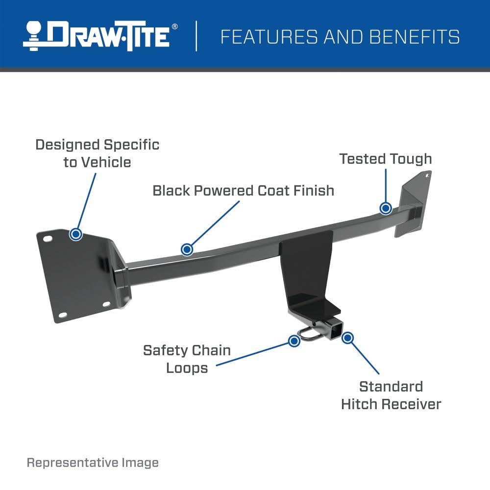 Draw-Tite 24847 Class 1 Trailer Hitch, 1-1/4 Inch Square Receiver, Compatible with 2012-2017 Toyota Prius V, 2010-2019 Toyota Prius (Please Select The Right Variation for Your Vehicle)