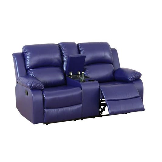 UOCFYK Lounge Comfy Recycled Leather Manual Reclining Sofa Modern Loveseat Couch for Small Living Room/Dorm/Bedroom/Office/Apartment for Small Spaces, (Dark Blue, Two-Person Seat)