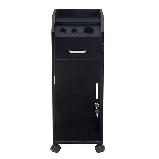 JHshop Salon Utility Station with Wheels Barber Hair Stylist Rolling Trolley Spa Storage Furniture,Salon Trolley Cart with Wheels & Drawers,Hair Cart Organizer,Rolling Salon Storage Cabinets - Black
