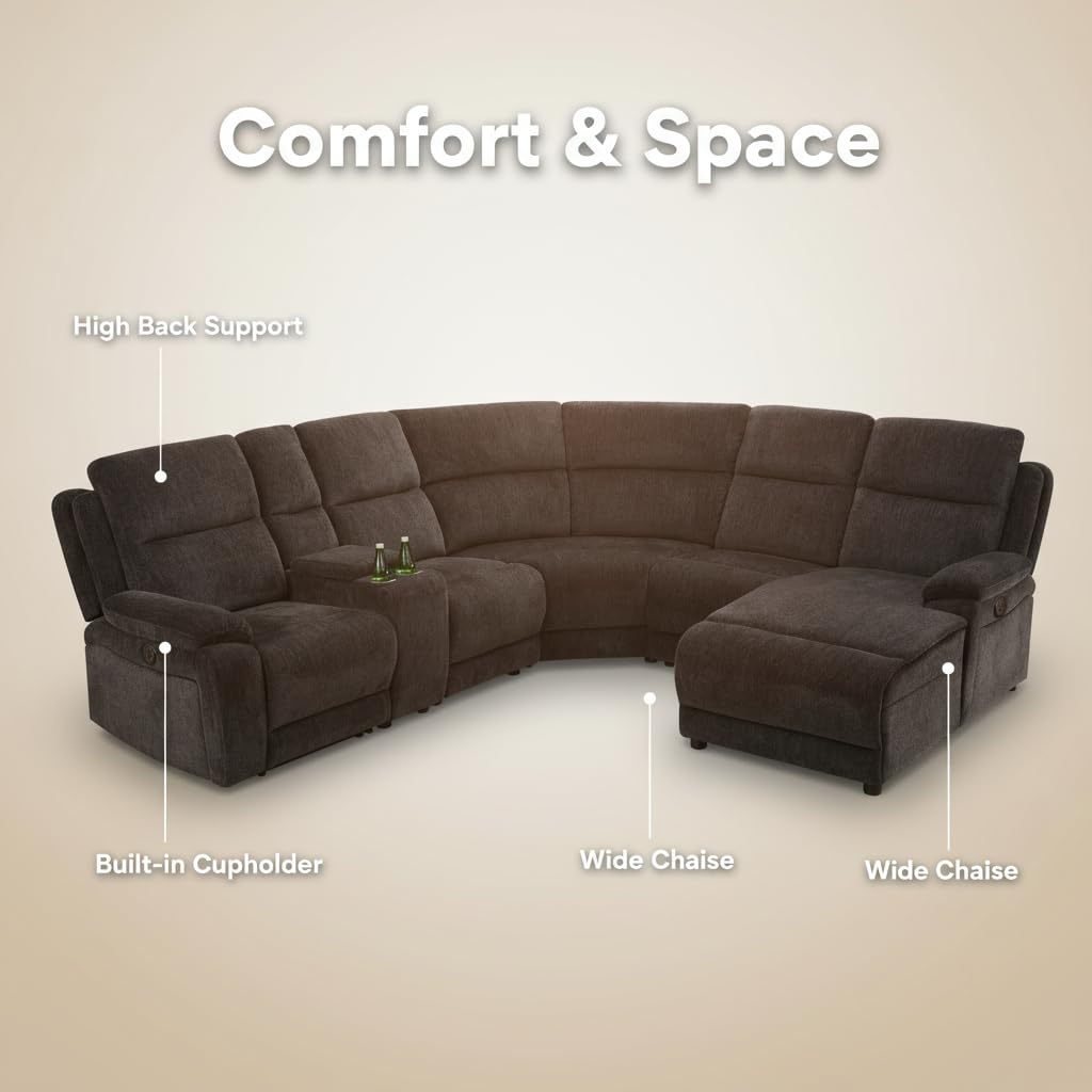 Trygoal Power Reclining Sectional Sofa Set, L-Shaped Sectional Couch for Living Room, Home Theater Seating with Cup Holders, Modern Intelligent Recliner Sofa, Gray Black