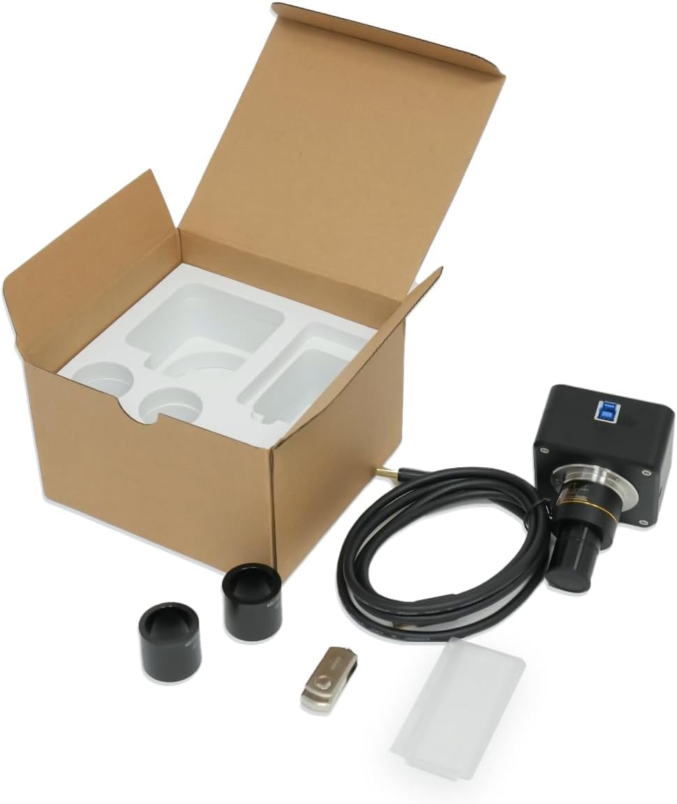 Swiftcam 25 Megapixel Camera for Microscopes, with Reduction Lens, Calibration Kit, Eyetube Adapters, and USB 3.0 Cable, Compatible with Windows/Mac/Linux