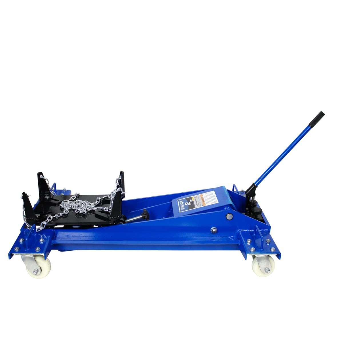 K Tool International XD63517 2 Ton Transmission Jack for Garages, Repair Shops and DIY, 4,000 lbs., 37.4" Height, Saddle Tilt +/-25 Degrees, Built-in by-Pass System, 16.14" x 20.87" Head, Blue