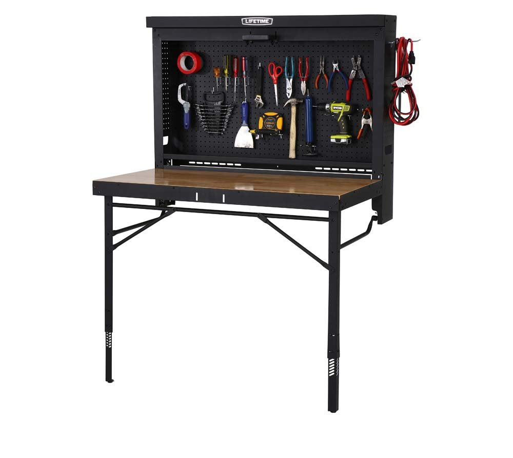 LIFETIME Products Wall Mounted Work Table, 4', Wood Varnish (80421)