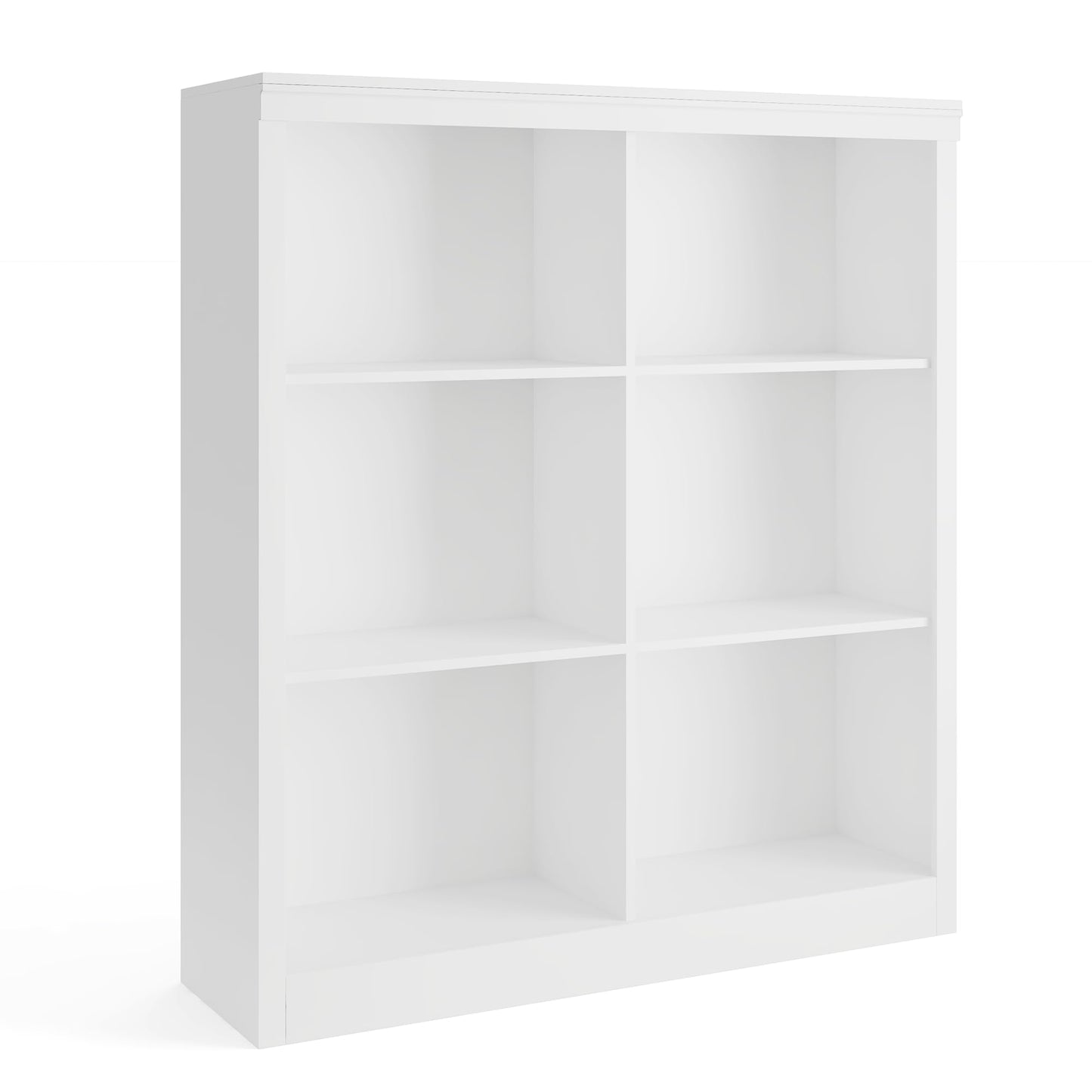 GarveeHome 6 Cube Storage Organizer, 53 Inch Tall Bookcase with Anti-Tip Design, Sturdy Wooden Bookshelf for Living Room, Bedroom, Home Office, White Cube Shelf in White