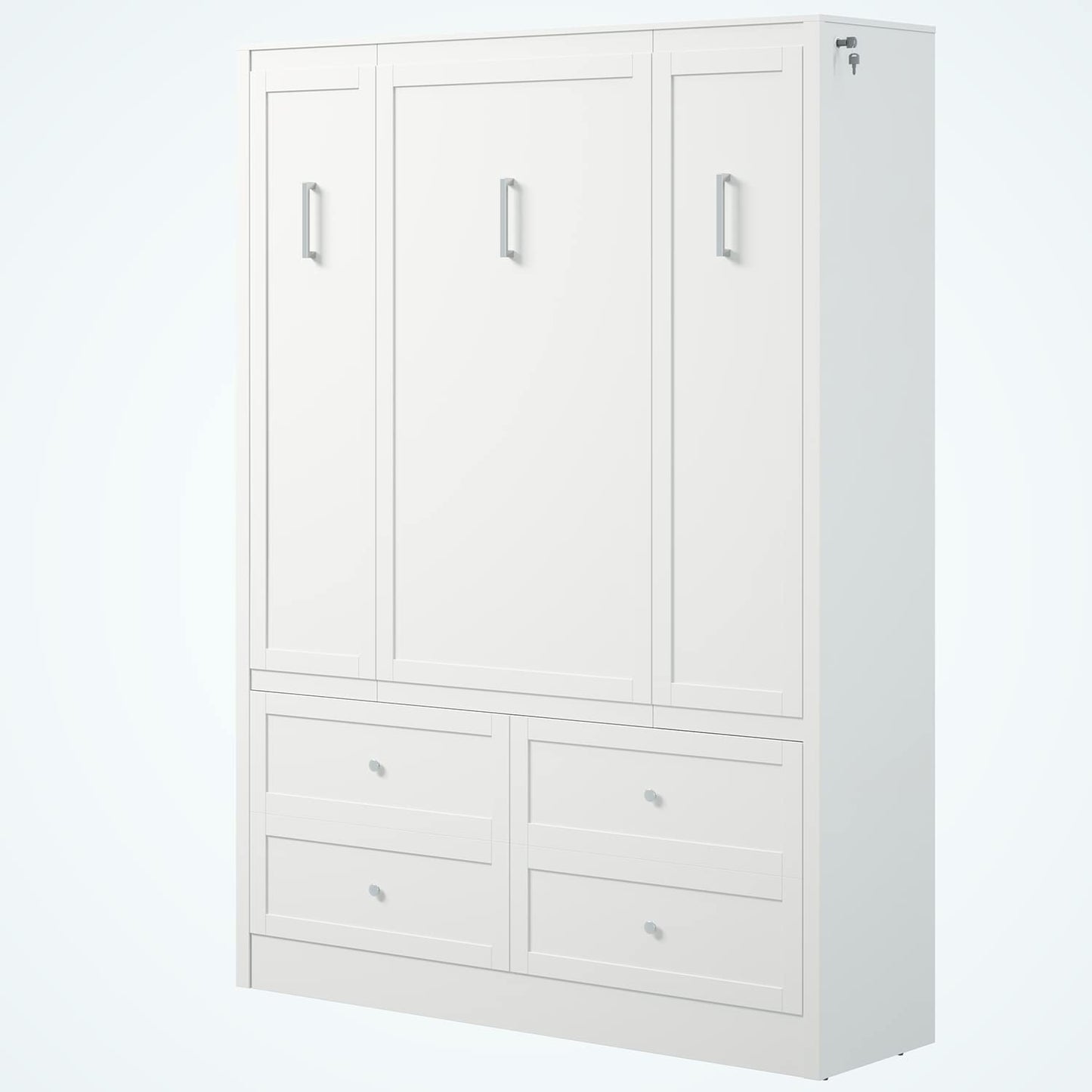 Xtraroom Azores Queen Murphy Bed | Engineered and Solid Wood Construction - No Melamine Used | Smooth Painted Finish | Queen Size Murphy Bed Cabinet | Wall Bed