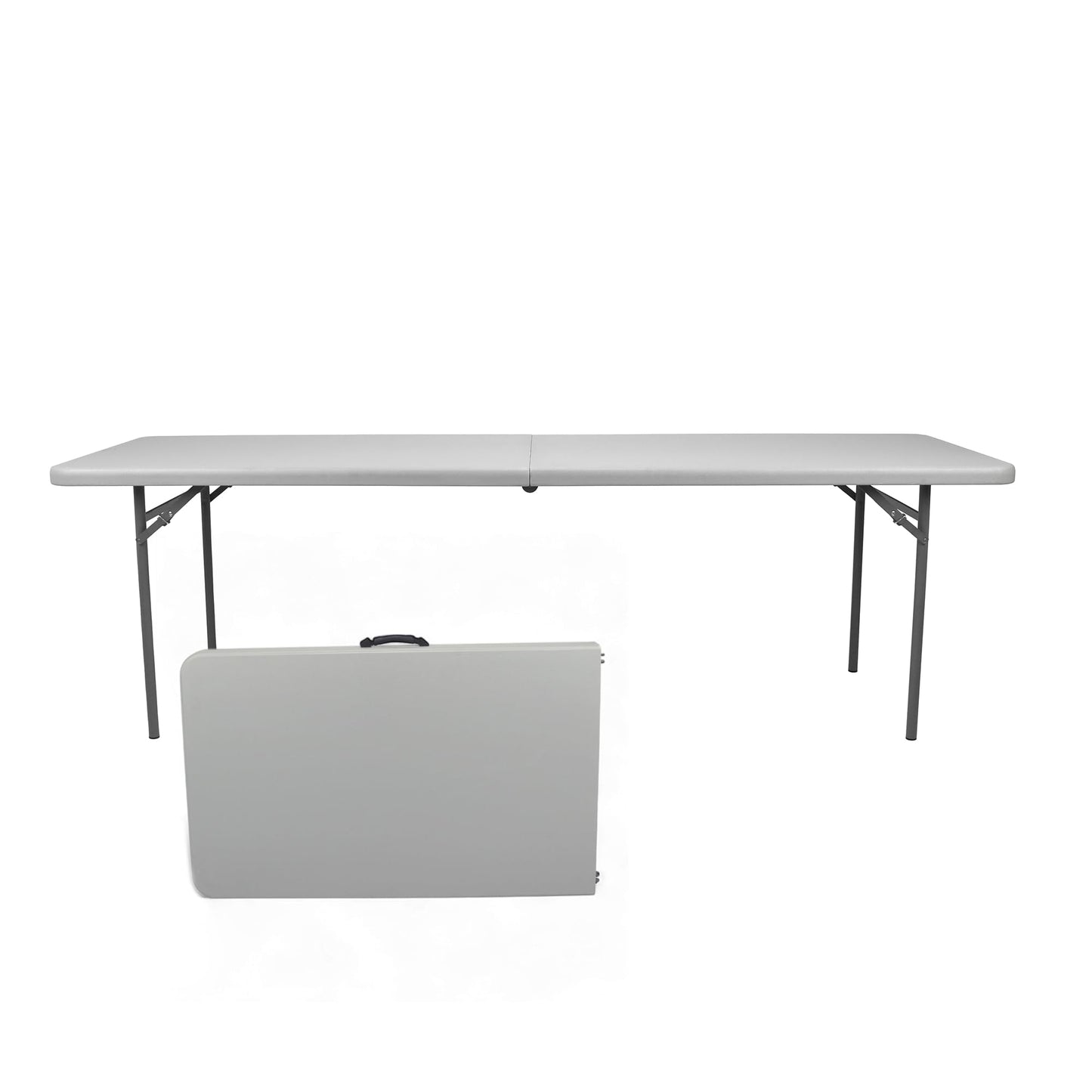 OEF Furnishings OEFCMFIH3096 Rectangular Commercial-Grade Premium Industrial Fold-in-Half Blow-Molded Folding Table with 18-Gauge Steel Frame and Thick Top (Rectangle, 30" × 96", Speckled Gray Top)