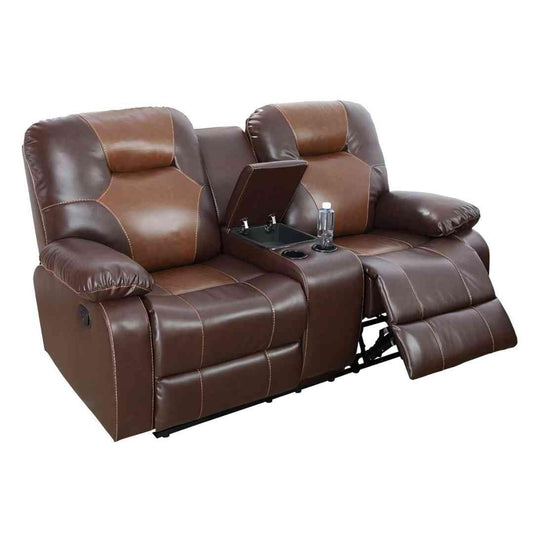 Manual Breathing Leather Reclining Sofa, Leather Recliner Couch, Comfortable Wide Lazy Leather Sofa for Living Room (Brown, Two Seater Loveseat)