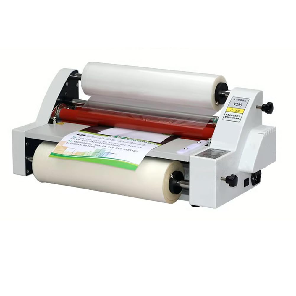 350mm Laminator Machine, Cold Hot Roller Laminating Machine, Single- & Double-Sided Thermal Laminator for Paper Card Wood Veneer PVC Foil, Digital Display, Safety Protection (V350)