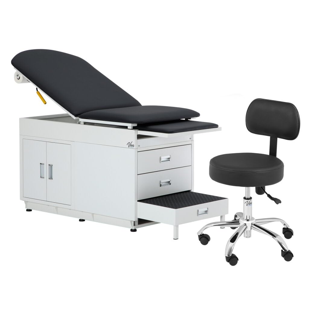 Viva Comfort Grande Medical Exam Table and Exam Stool Saddle Chair with Back Support