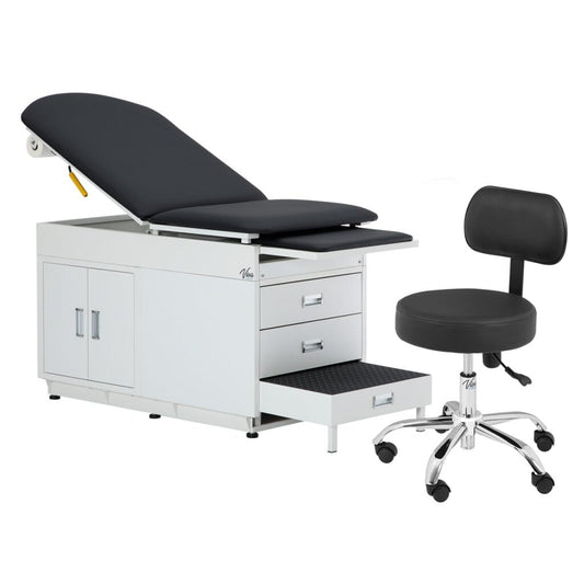 Viva Comfort Grande Medical Exam Table and Exam Stool Saddle Chair with Back Support