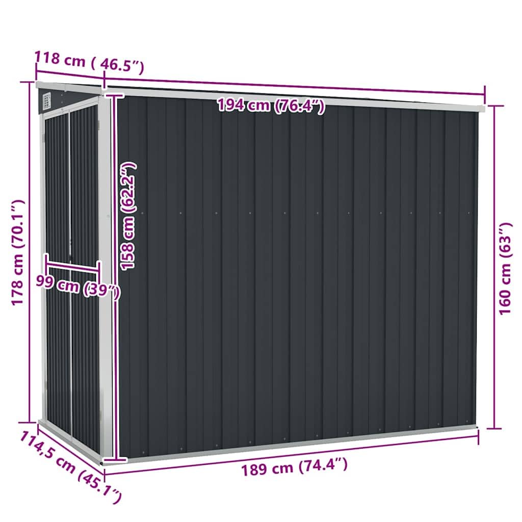 Outdoor Garden Shed 46.5 x 76.4 x 70.1 Inch, Metal Storage House with Lockable Door, Weather-Resistant Galvanized Steel Shed for Backyard, Patio, and Lawn Tool Organization