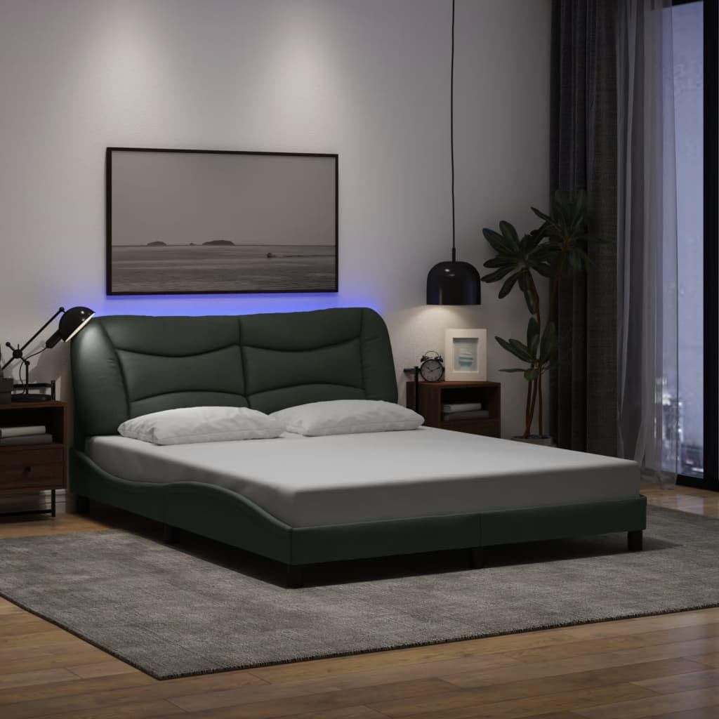 FUDUGEHMIOFWFJJ Split Queen Adjustable Bed,Bed Base,Bed Frame for Adjustable Base,Bed Frame with LED Without Mattress Dark Gray 59.8"x79.9" FabricSuitable for Bedroom, Office, Balcony
