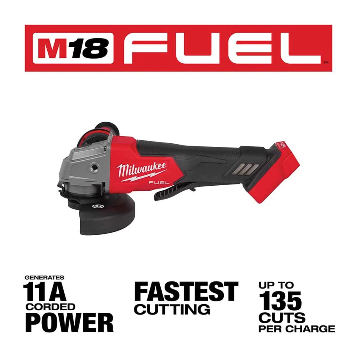 Milwaukee 2880-20 M18 Fuel Brushless Lithium-Ion 4-1/2 in. / 5 in. Cordless Small Angle Grinder with No-Lock Paddle Switch (Tool Only)