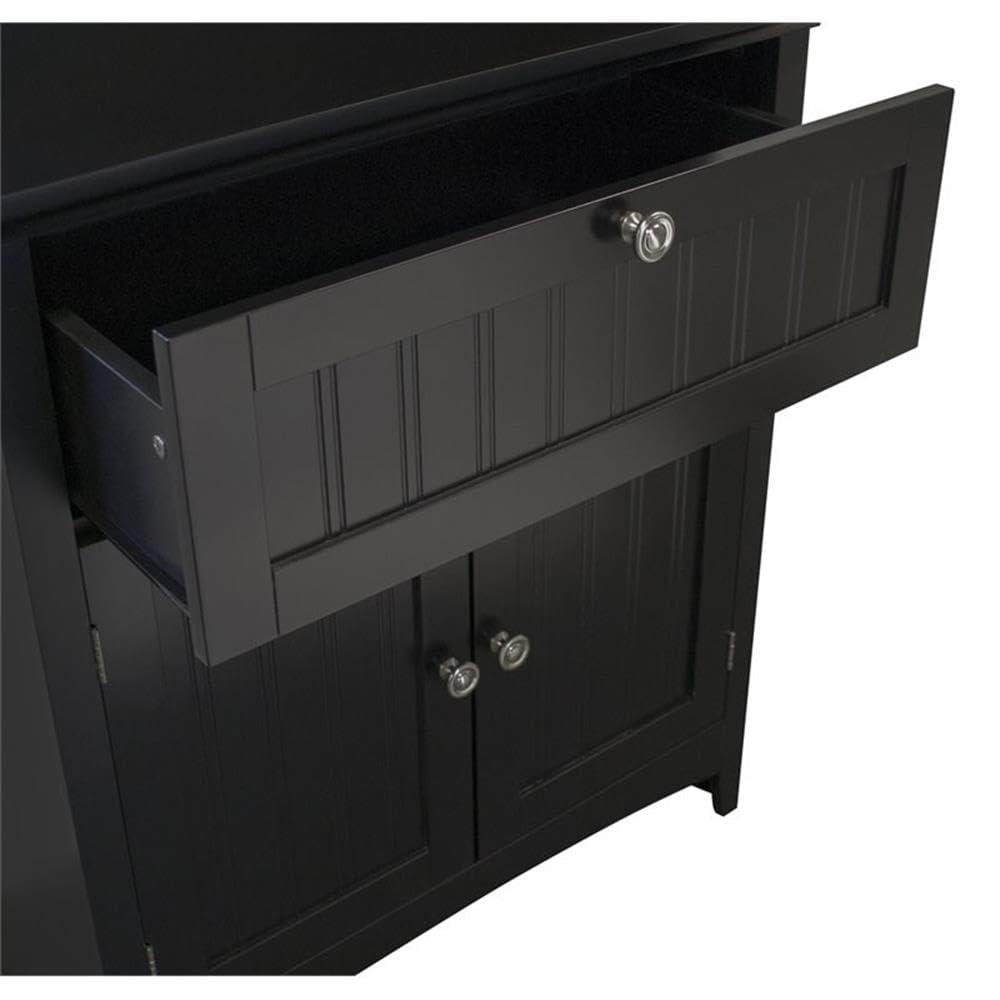 American Furniture Classics OS Home and Office Framed Glass Doors and Drawer in Black Kitchen Buffet with Hutch