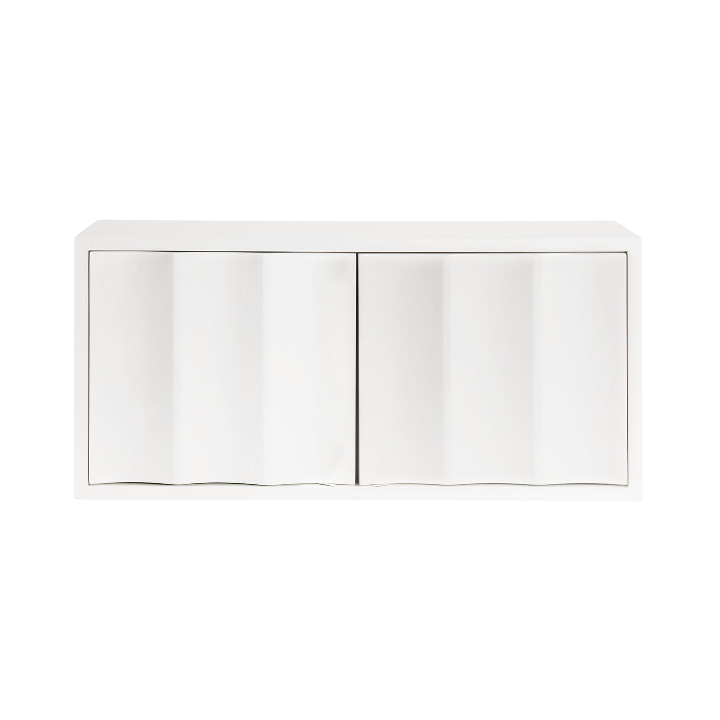 Kate and Laurel Sartell Modern Wooden Two-Door Wall Cabinet, 30 x 10 x 14, White, Decorative Modern Storage Cabinet with Dimensional Face for Use as Floating Nightstand or Cute Nursery Shelf Storage