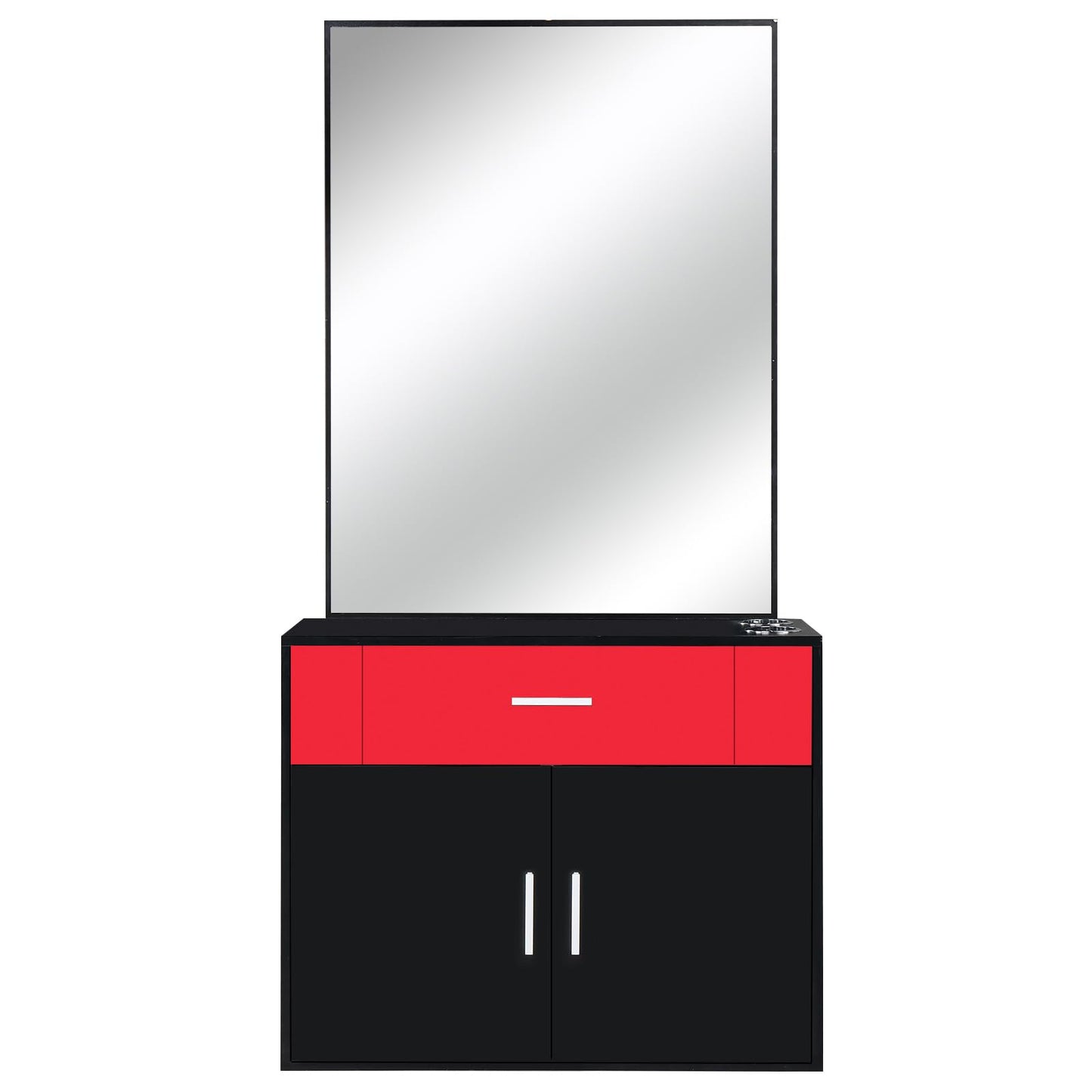 JHshop Barber Salon Station Organizer Cabinet Makeup Hair Styling Beauty Spa Equipment Set, Wall Mount Salon Station Barber Stations Styling Station with Mirror Barber Beauty Spa Salon Equipment