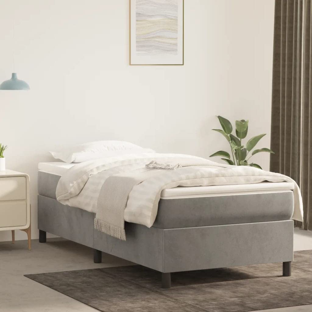 FUDUGEHMIOFWFJJ Split Queen Adjustable Bed,Bed Base,Bed Frame for Adjustable Base,Box Spring Bed with Mattress Light Gray 39.4"x79.9" Twin XL VelvetSuitable for Bedroom, Office, Balcony