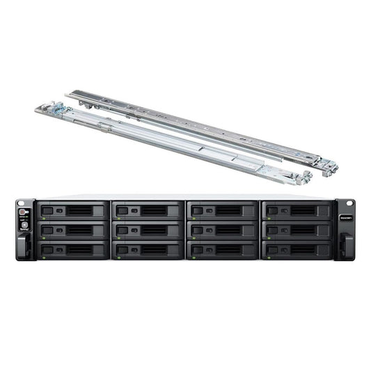 Synology RackStation RS2423RP+ NAS Server with Ryzen 3.35GHz CPU, 32GB Memory, 24TB SSD Storage, 10GbE LAN Ports, Redundant Power, DSM Operating System Bundle with Rail kit