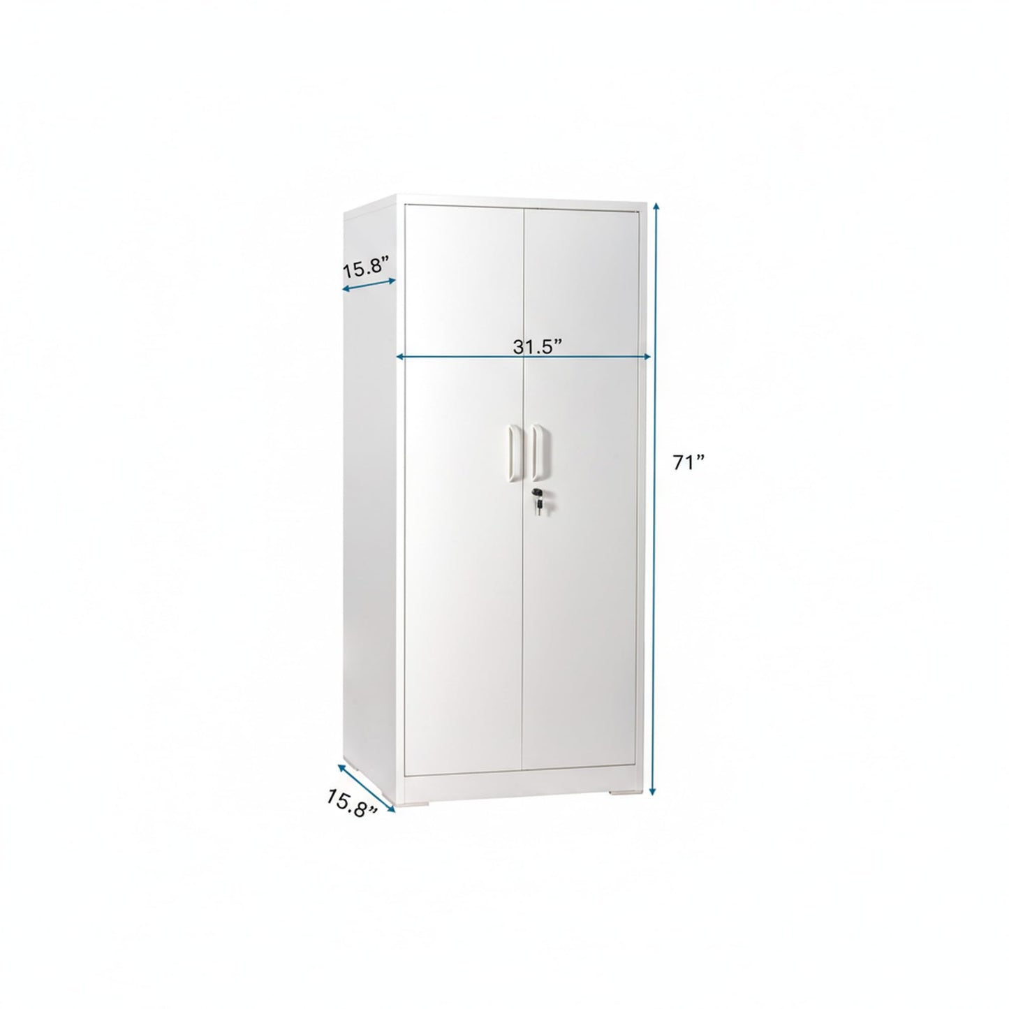 GDFStudio Ironclad 71" Metal Storage Cabinet with Locking Doors & 4 Adjustable Shelves, Heavy-Duty Steel File Cabinet Garage Storage Cabinet Metal Shelving for Office Warehouse Home School, White