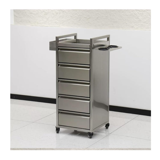 GRRICEPL Stainless Steel Barber Salon Stations, Rolling Salon Trolley Storage Cart, Makeup Storage Trolley Cabinet Organizer For Barber Beauty SPA(35 * 35 * 85cm)