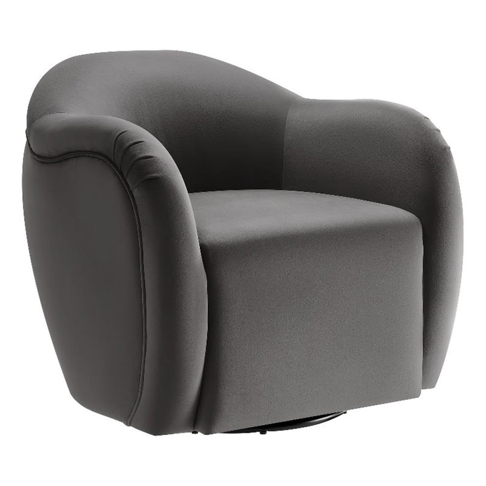 Modway Compose Performance Velvet Swivel Armchair in Storm Gray - Barrel Accent Chair - Comfy Round Single Sofa Chair with 360° Rotation - Modern Upholstered Club Chair for Living Room, Bedroom